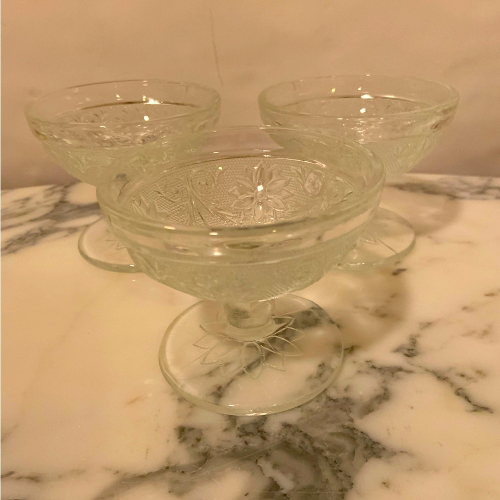 Vintage Tiara Indiana Glass Clear Footed Sherbet Dessert Cups Set Of 3